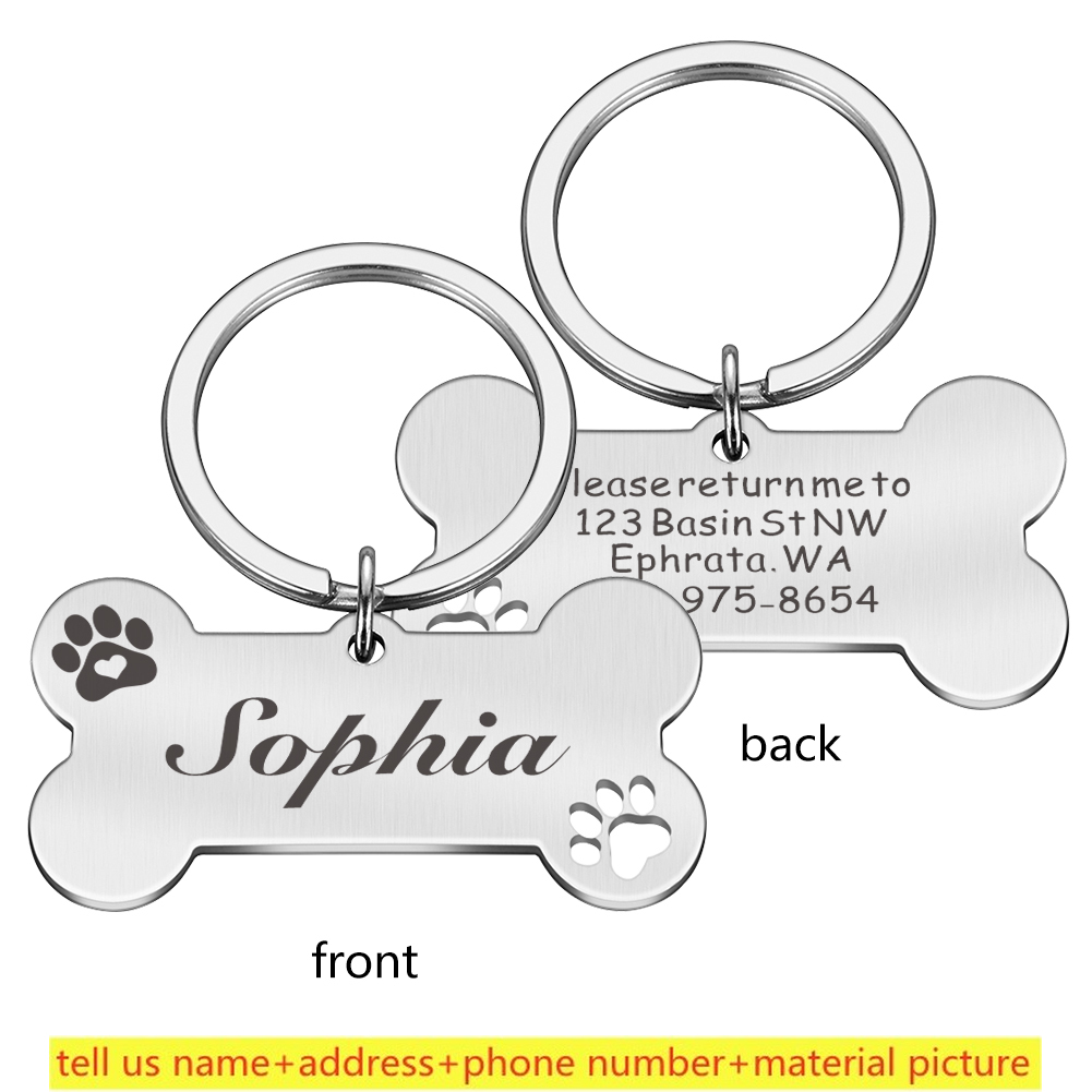 Personalised Dog Collar Cat ID Tag Stainless Steel Dog Name Tags Engraving Silent Custom Puppy Kitten Tag Pet Accessoires alx