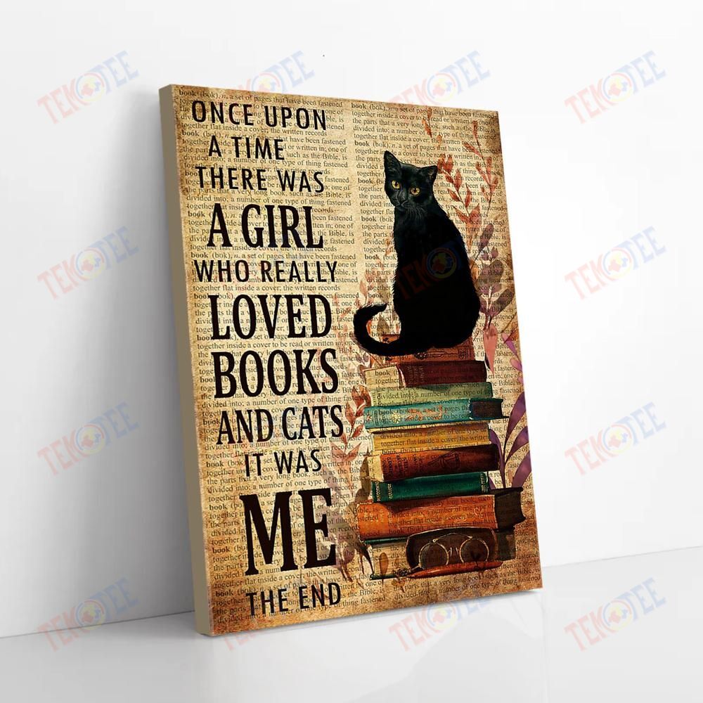 Canvas Prints There Was A Girl Who Really Loved Books And Cats Vintage Canvas Stunning� Wall Art Home Decoration