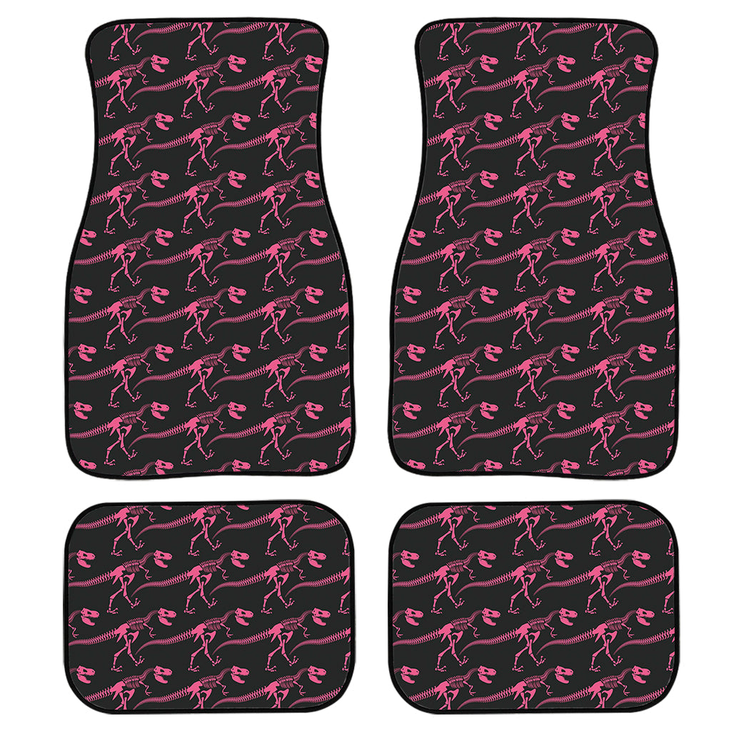 Pink Tyrannosaurus Fossil Pattern Print Front And Back Car Floor Mats, Front Car Mat