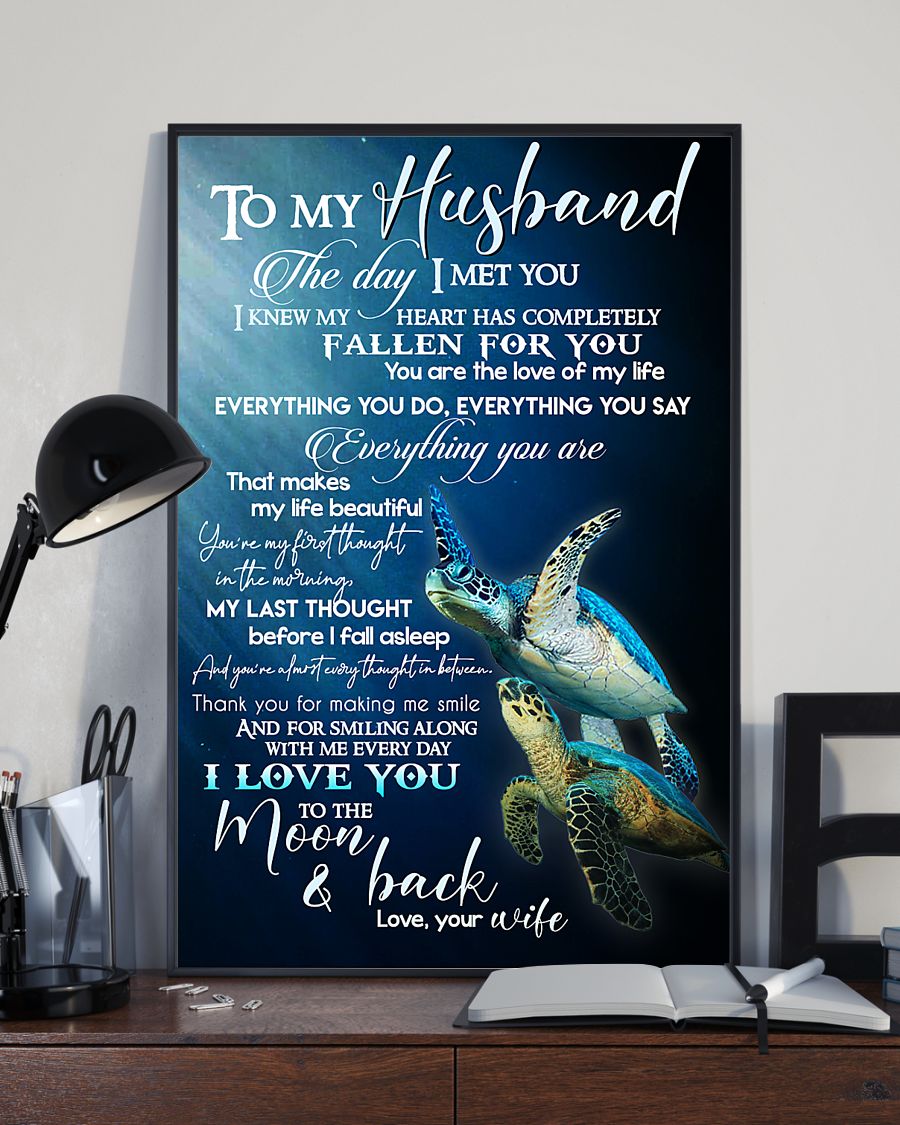 Love Poster – To My Husband Poster – Turtle Couple You Are My First Thoughts – Anniversary Gift Poster 131