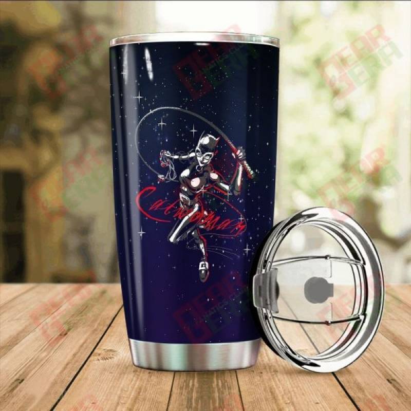 Batman Tumbler Cup Fandom Custom Mug Gift Idea Batman Catwoman Kitten With a Whip GE847