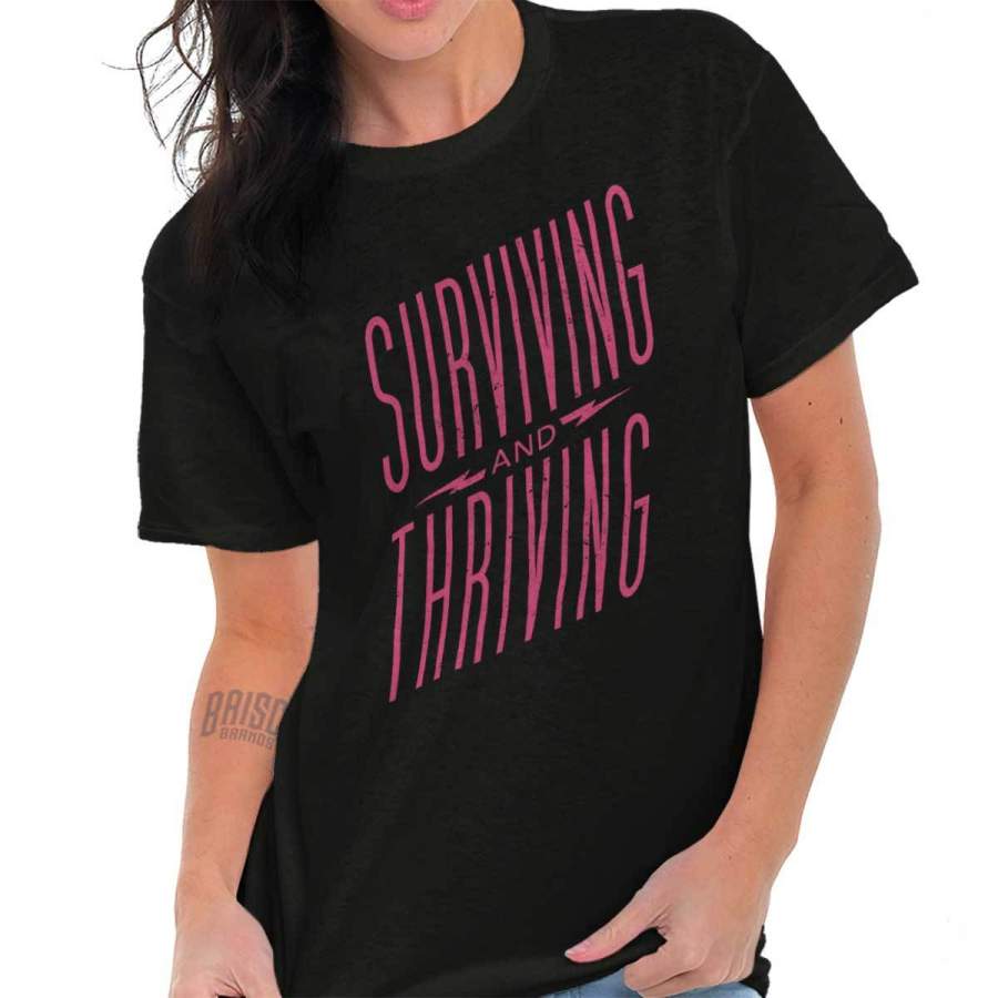 Breast Cancer Awareness Surviving Thriving T-Shirt Tee