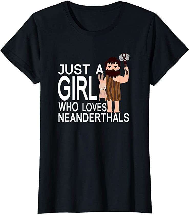 Just Girl Loves Neanderthal Caveman With Bunny Women Kids T-Shirt