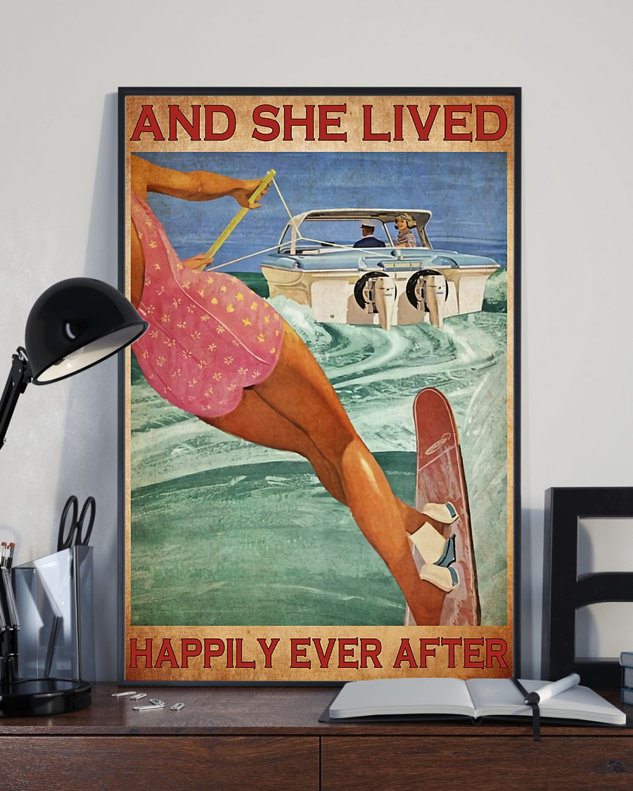 Water Skiing Canvas Prints And She Lived Happily Ever After Vintage Wall Art Gifts Vintage Home Wall Decor Canvas – Mostsuit