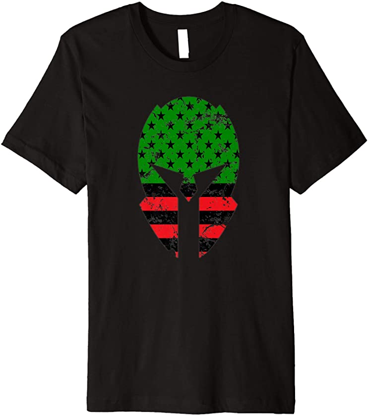 Spartan Helmet Pan African American Flag Juneteenth UNIA USA Premium T-Shirt