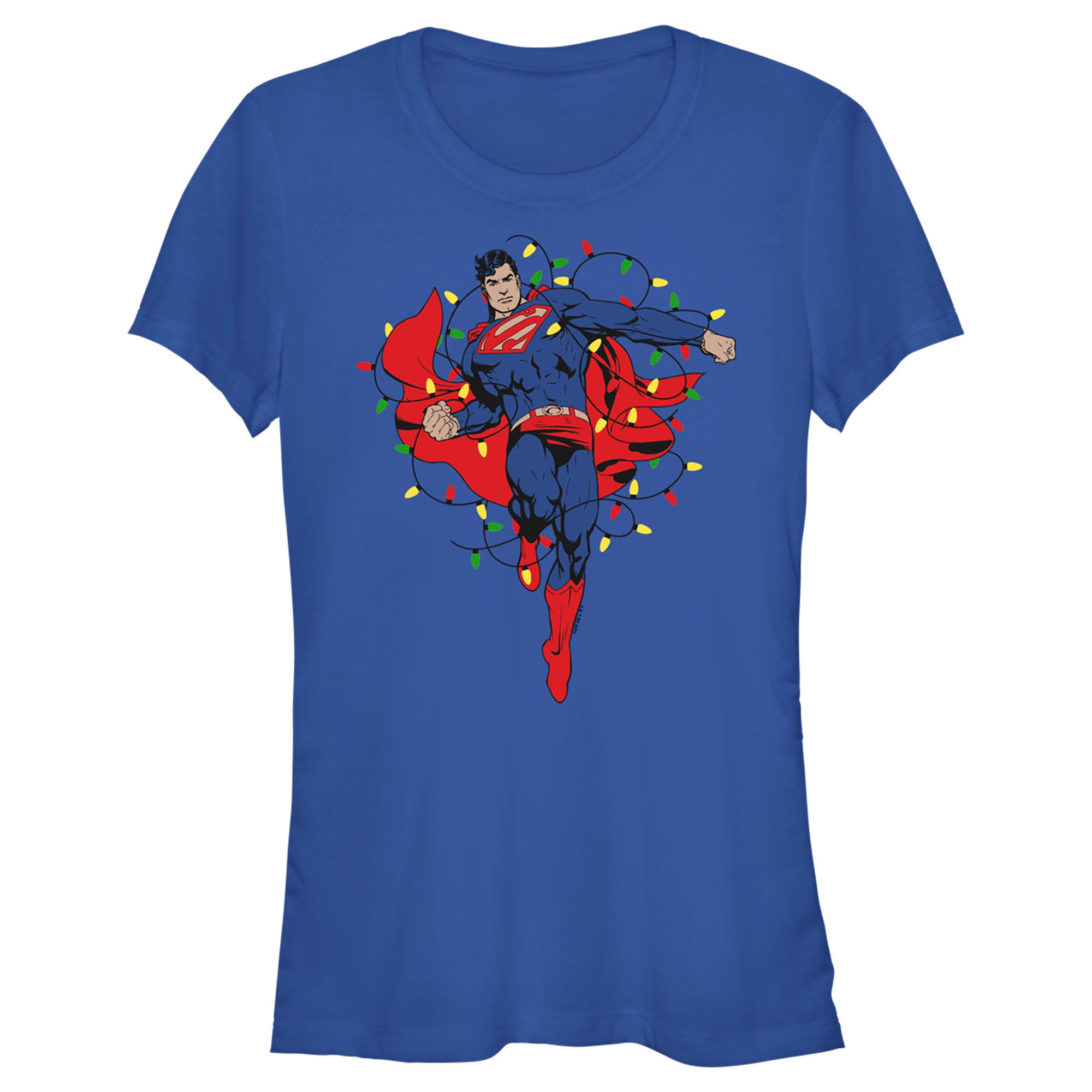 Junior’S Superman Christmas Lights T-Shirt