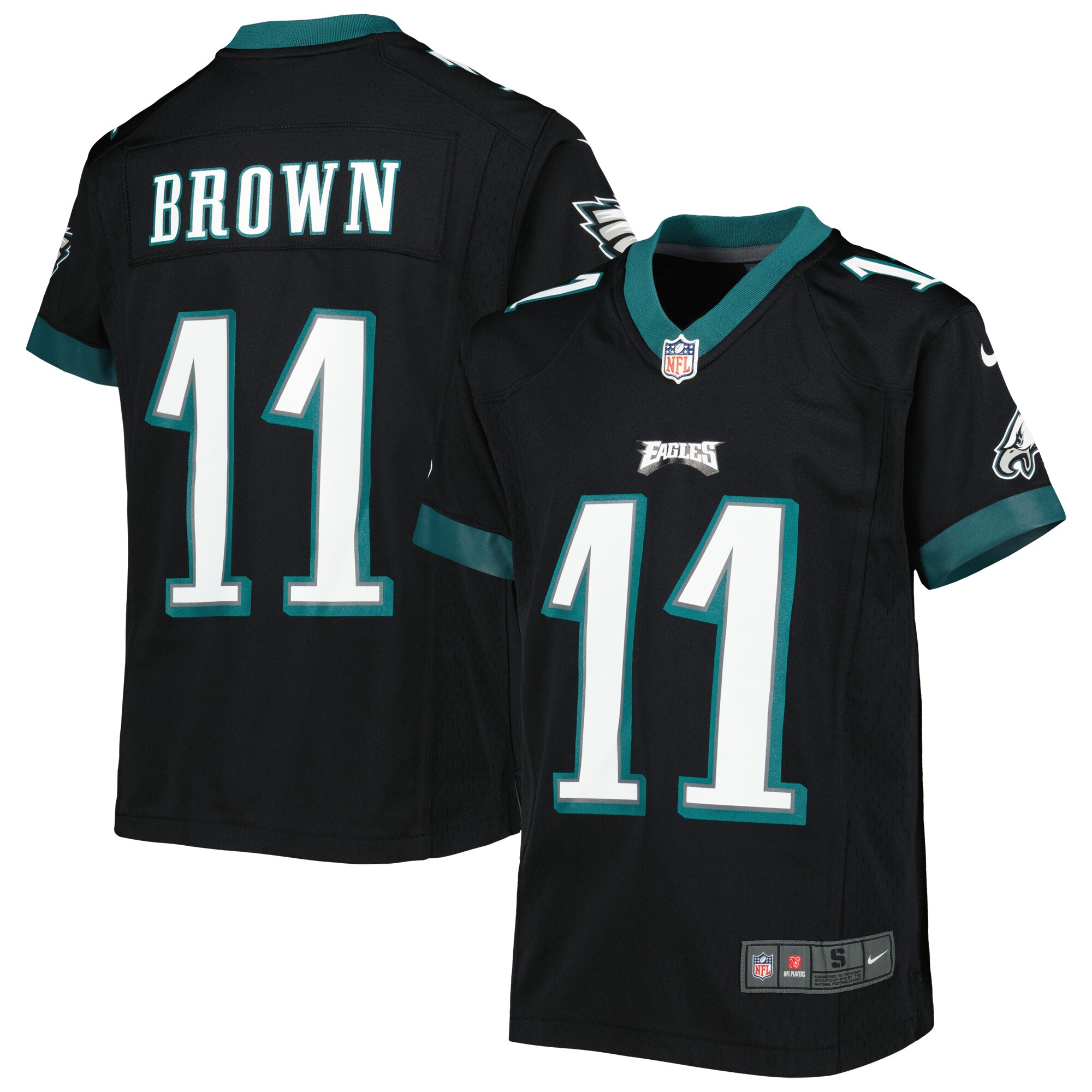 Youth Philadelphia Eagles A.J. Brown Black Game Jersey