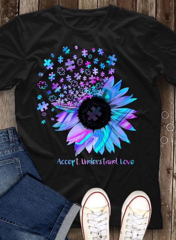 Accept Understand Love Autism Unisex T-Shirt For Men Women Kid Autism Awareness Shirts Gifts Ht