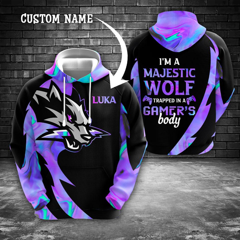 Wolf Gaming I’m a majestic wolf trapped in a gamer’s body Hoodie 3D custom TXX