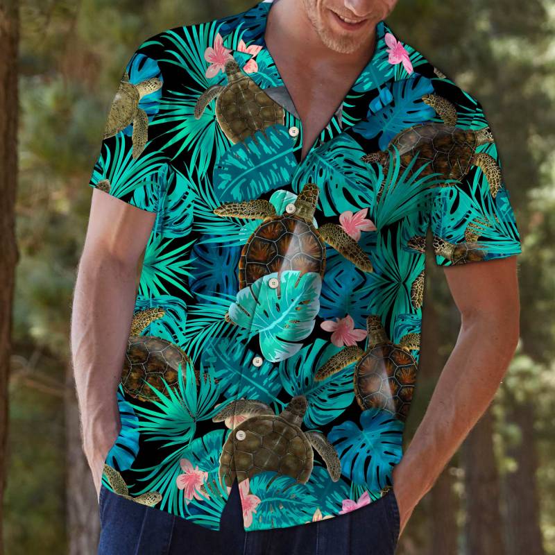 Awesome Turtle Tropical Hawaiian Shirt Ha61664