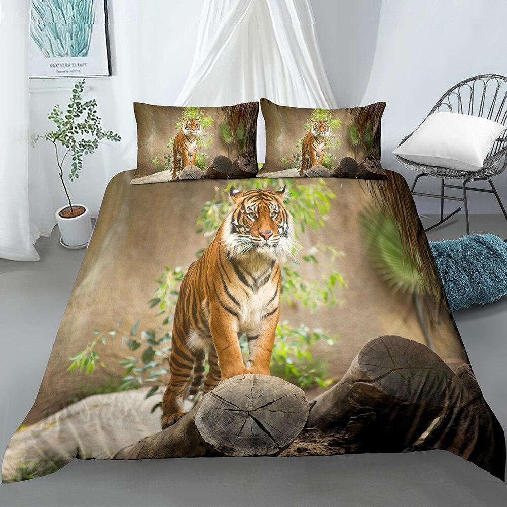 3D Tiger On Log Bedding Set