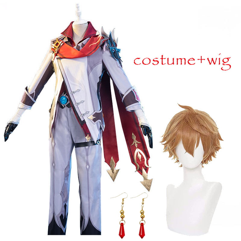 Anime Game Genshin Impact Tartaglia Cosplay Costume Childe Full Set Wig Earrings Halloween Party Costumes alx