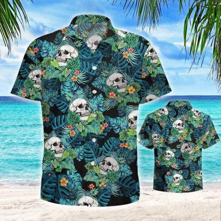 Beach Vibe Skull Summer Tropical Hawaii Aloha Shirts Ha21587