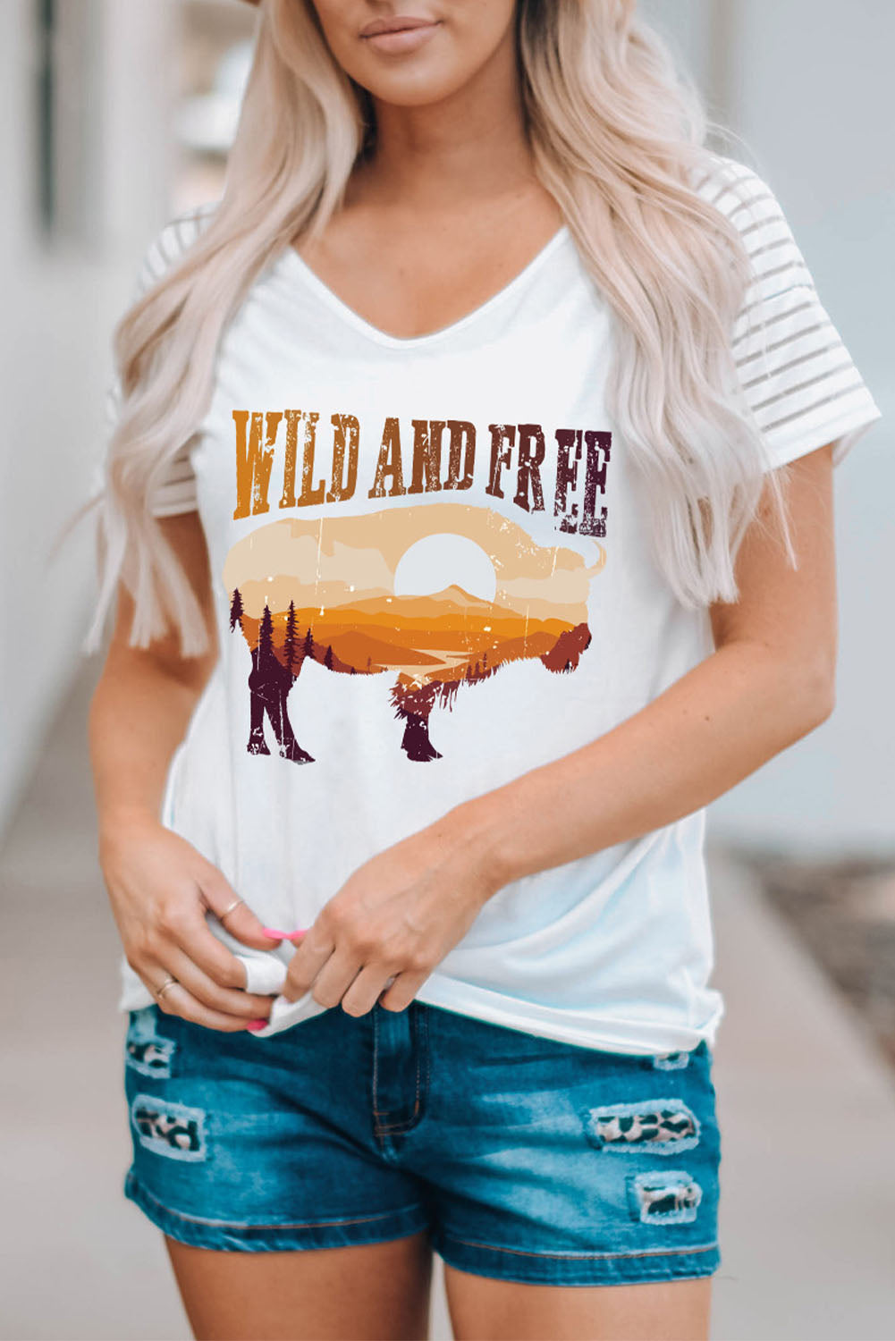 Wild And Free Western Animal Print Short Sleeve T-Shirt