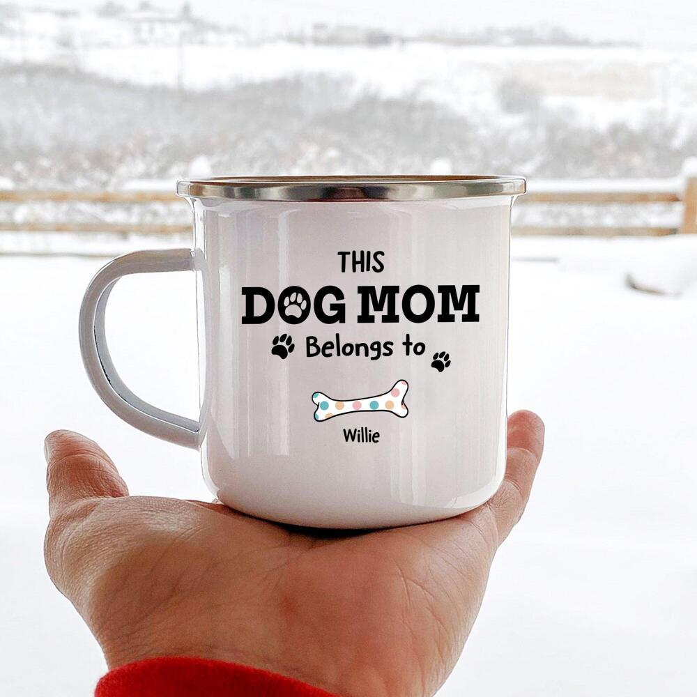 Personalzied Campfire Mug, This Dog Mom Belongs To Campfire Mug, Travel Mug, Coffee Mug 12Oz