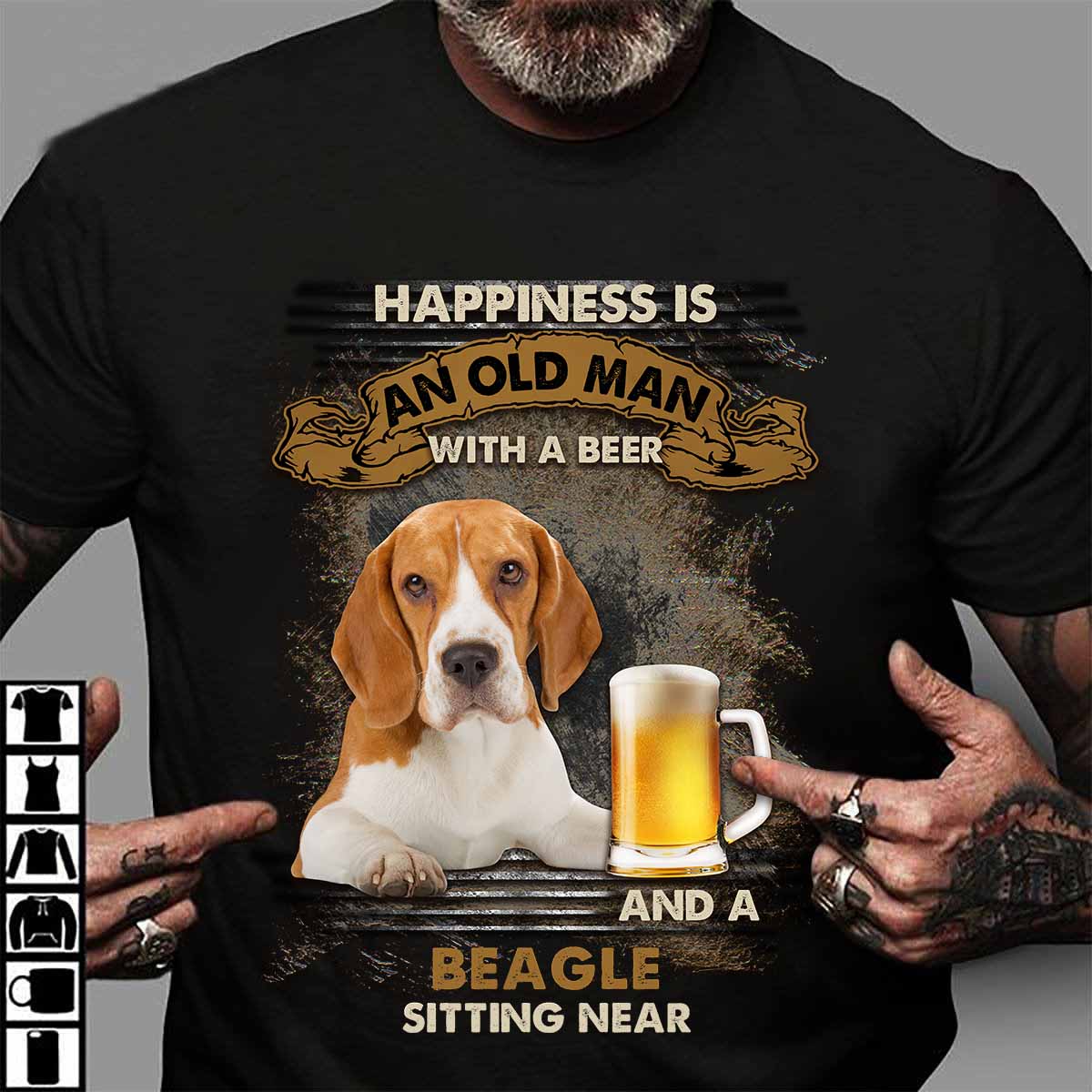 Beagle Sitting Near Old Man Gift For You T-Shirt