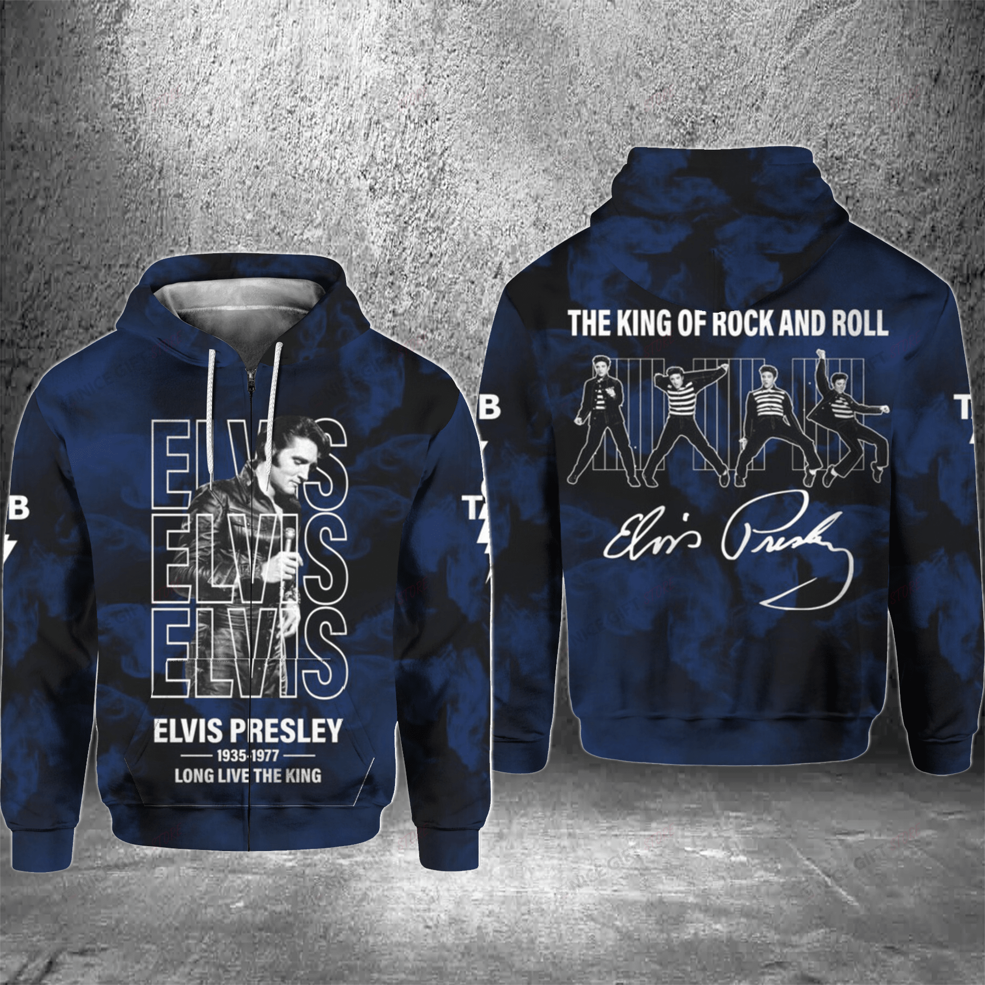 Elvis Presley The King Of Rock And Roll Zip Hoodie 3D 3Zh-I1B3