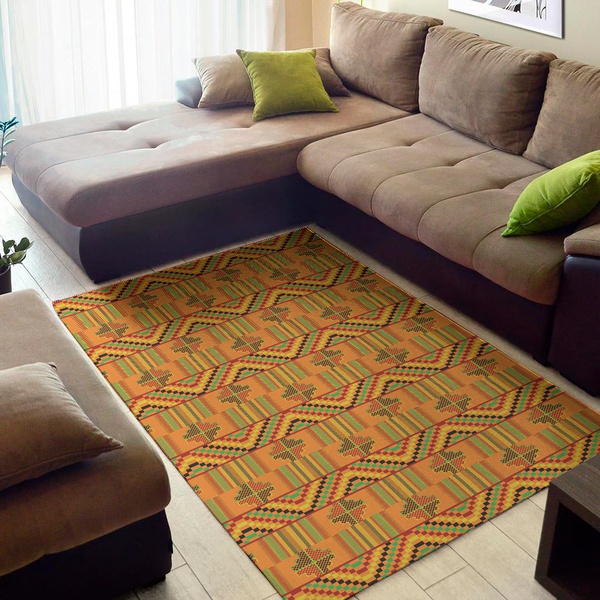 Bonwire Kente Pattern Print Area Rug