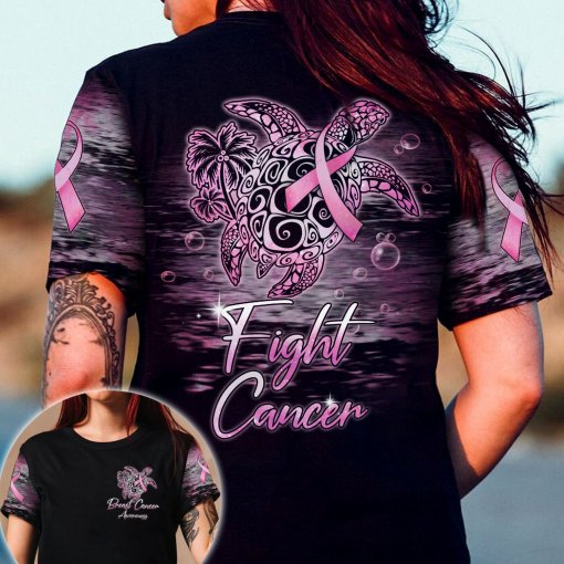 Fight Cancer Breast Cancer Awareness Pink Ribbon Sea Turtle Breast Cancer 3D Clothes