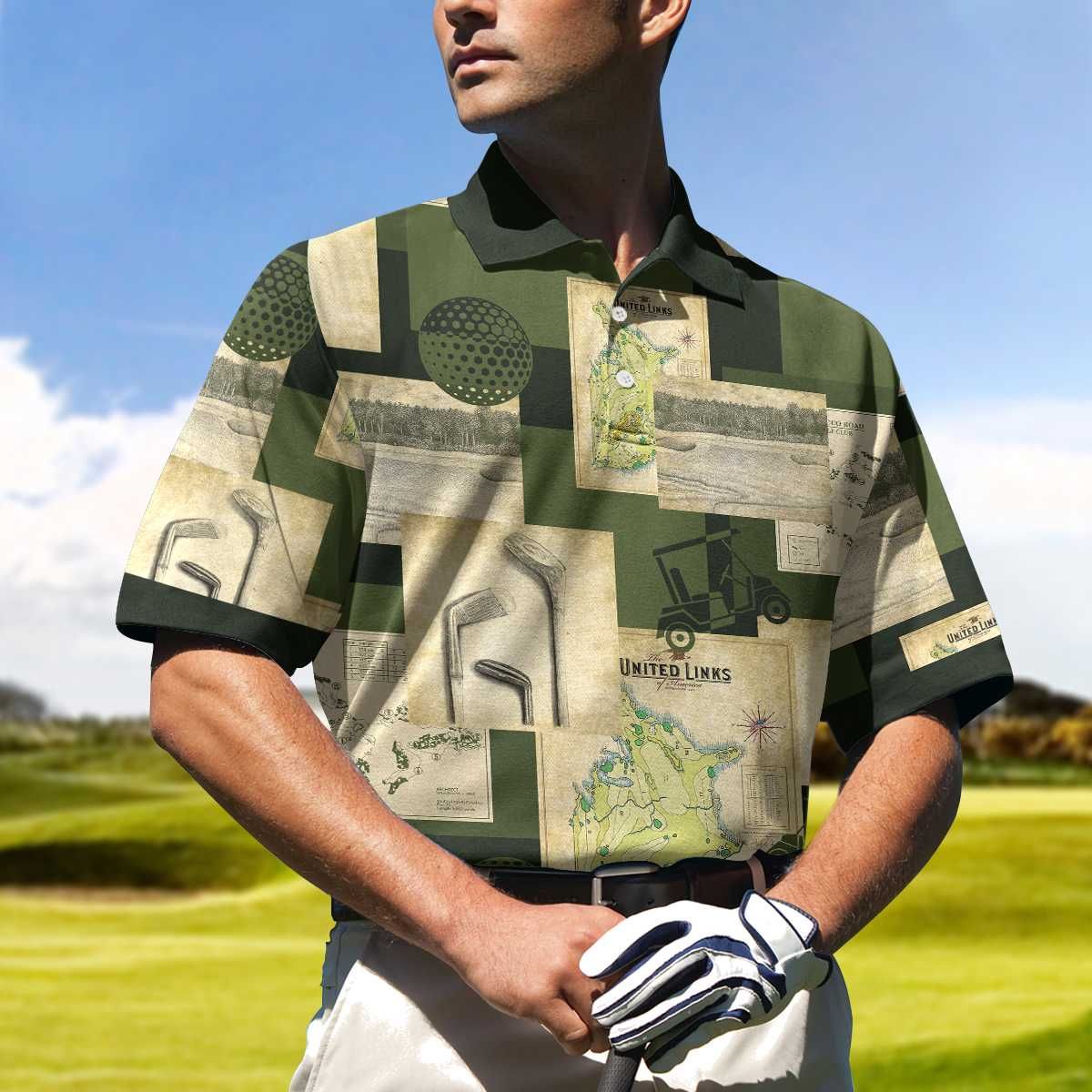 Vintage Golf Art All Over Print Polo Shirt