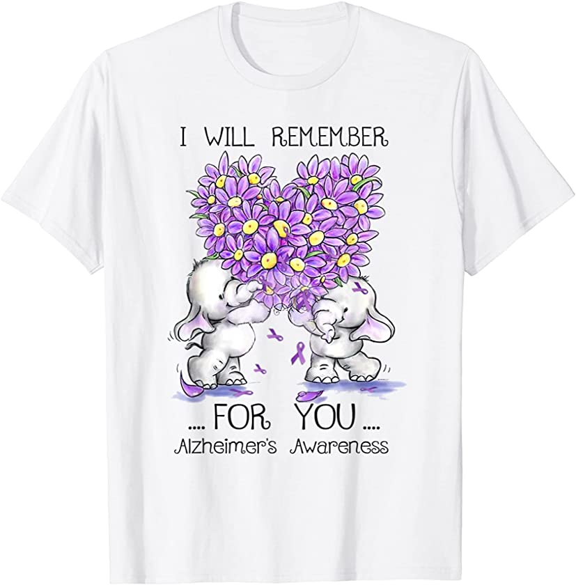 Alzheimer Awareness Elephant I Will Remember For You Tee T-Shirt