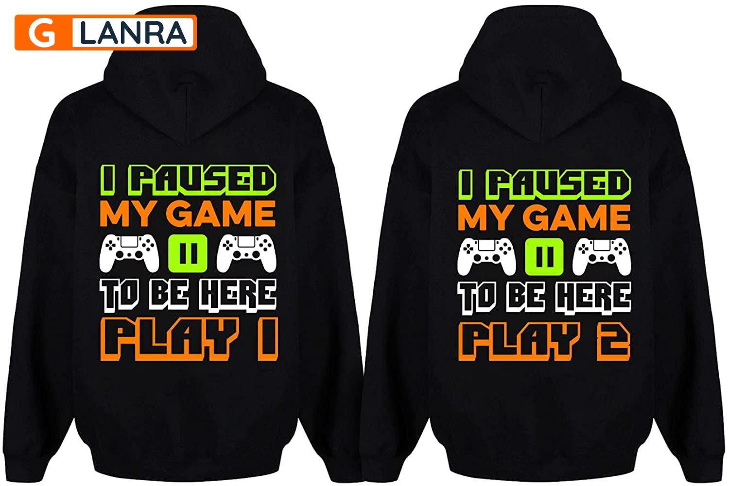 I Paused My Game To Be Here Play 1 Play 2 Hoodie, Gaming Couple Hoodie, Couple Hoodie, Video Game Hoodie, Husband Wife Unisex Sweater, Sweatshirt