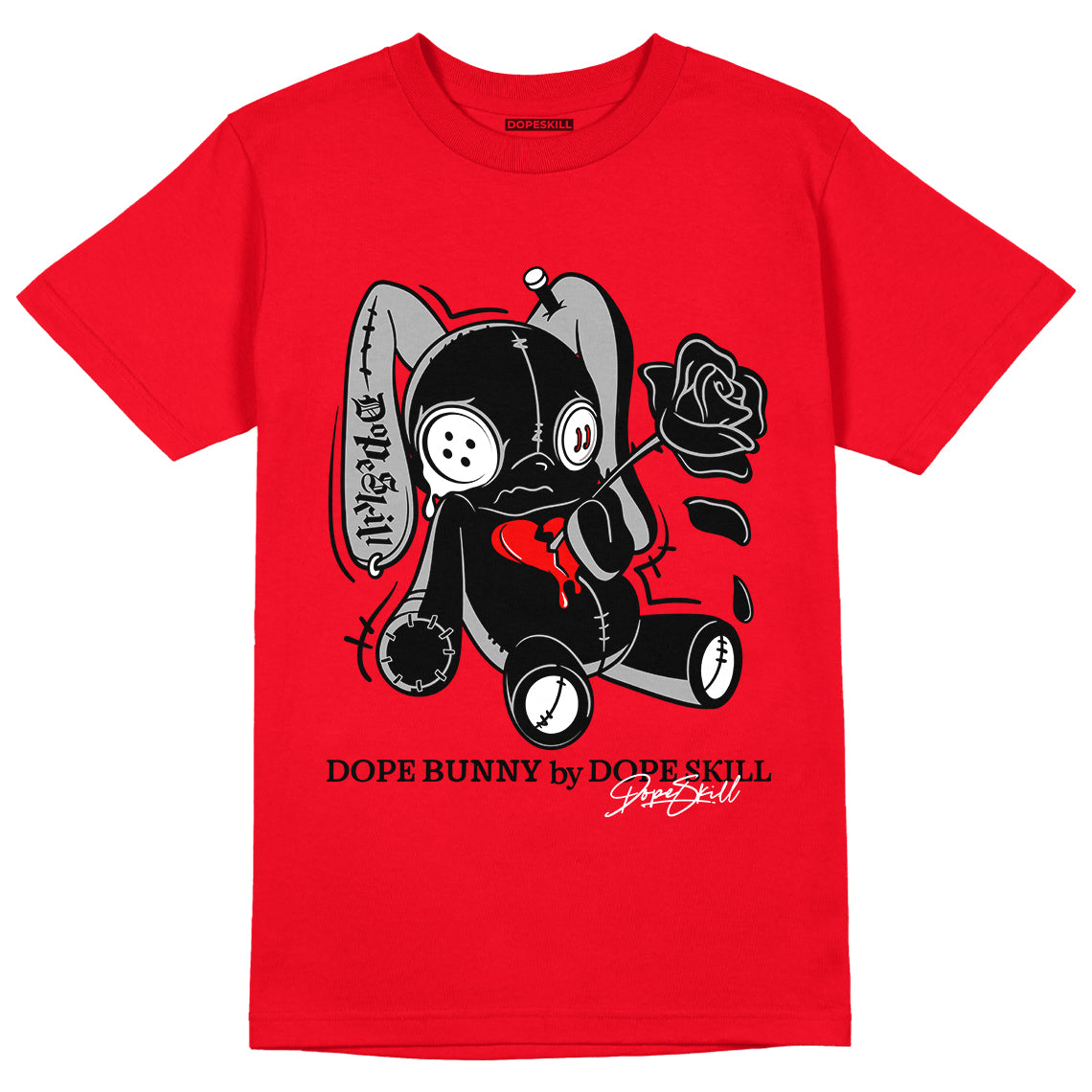 Jordan 4 Red Thunder Dopeskill Red T-Shirt Dope Bunny Graphic