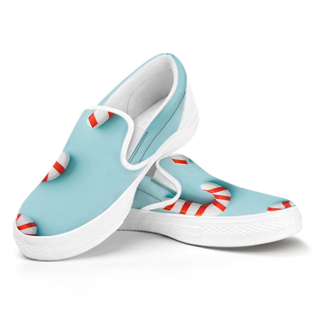 Christmas Candy Candies Pattern Print White Slip On Shoes