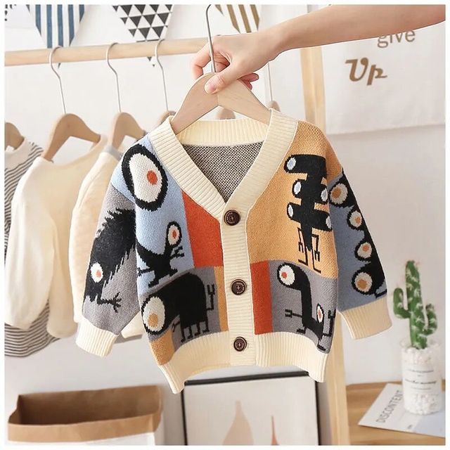 2021 Spring Autumn Children Cartoon Cardigan Sweater Boys Clothes Kids Cute Children’s Coats Outerwear Jackets Clothing Fashion alx