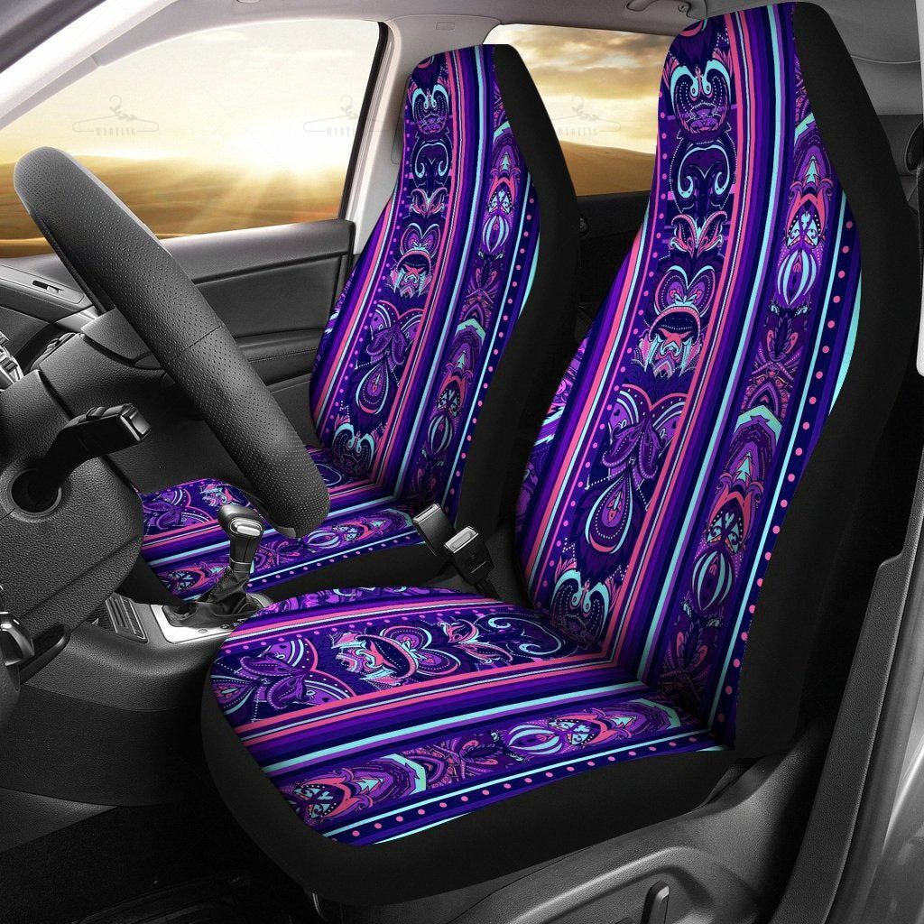 Purple Boho Car Seat Covers Pair, 2 Front Seat Covers, Car Seat Covers, Seat Cover For Car, Car Seat Protector, Car Accessory, Bohemian