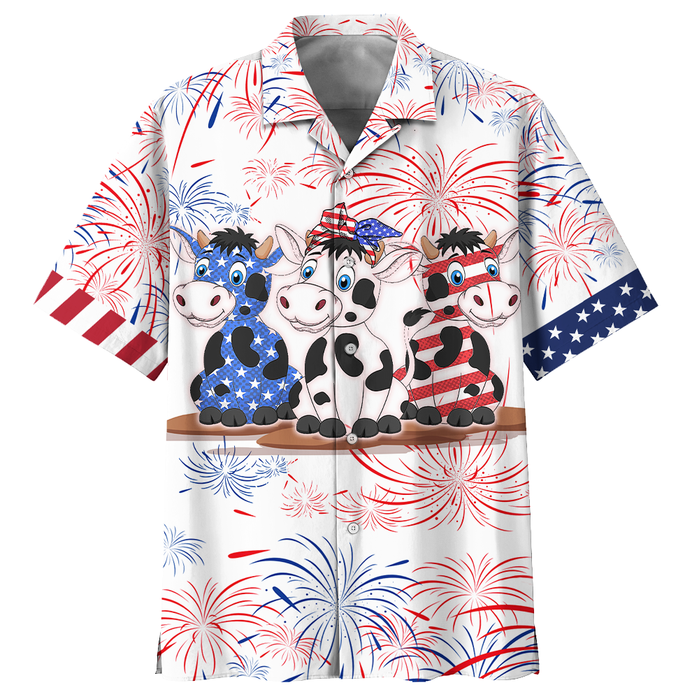 AMERICA – Cow Hawaiian Shirt Short