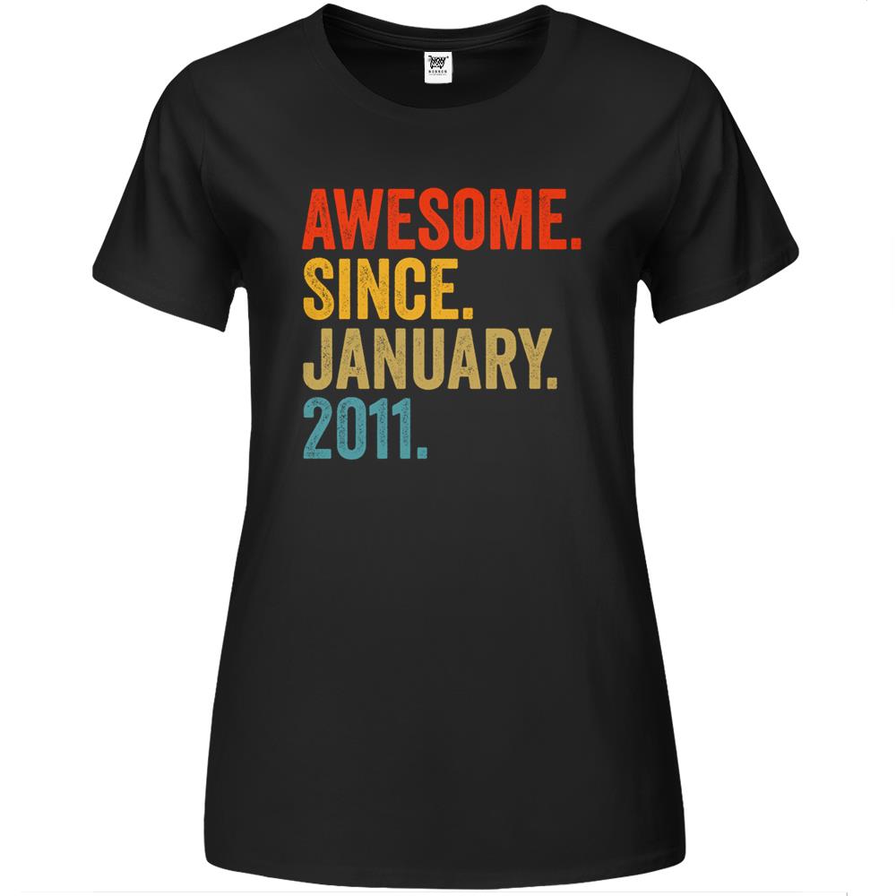 Awesome Since January 2011 11Th Birthday Vintage Retro Premium Womens T Shirts