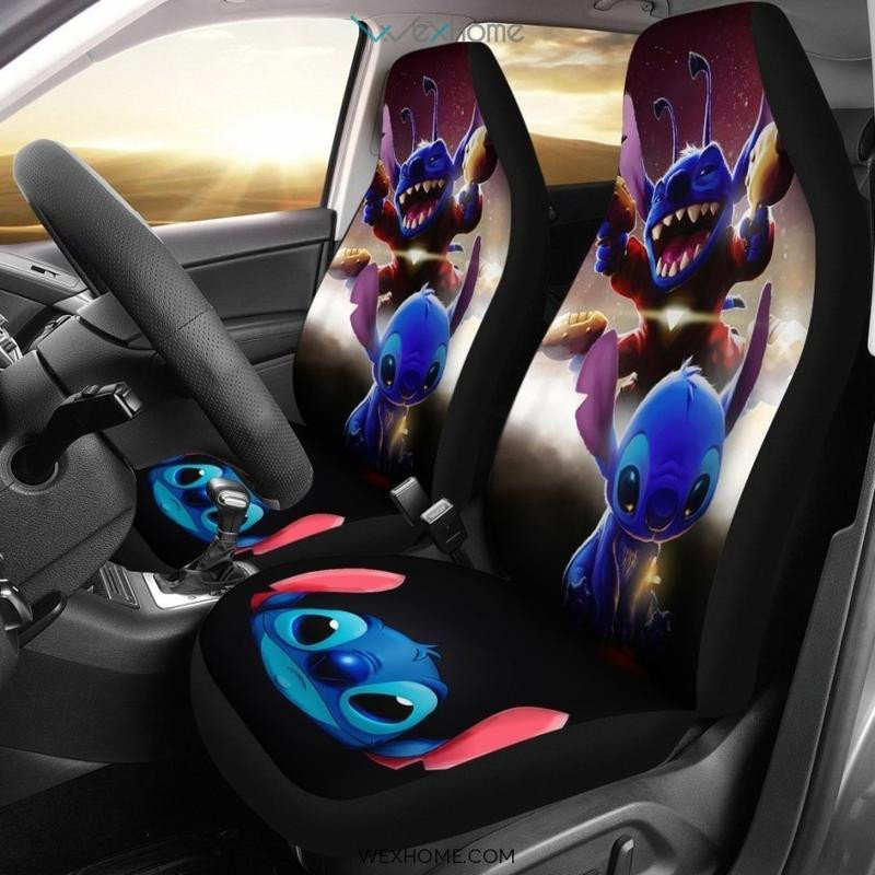 Stitch Alien Car Seat Covers – Seat Covers With Leather Pattern Print Will Get 2 Pcs