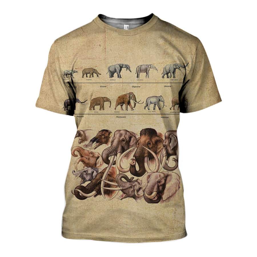 3D All Over Printed The Evolution of Elephant Shirts And Shorts