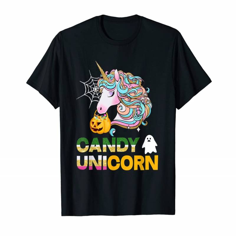 Cute Candy Corn Unicorn Halloween Costume Gift T-shirt