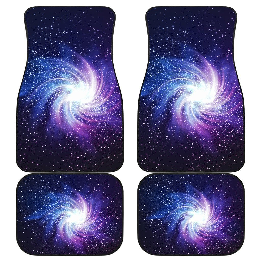 Blue Purple Spiral Galaxy Space Print Front And Back Car Floor Mats, Front Car Mat