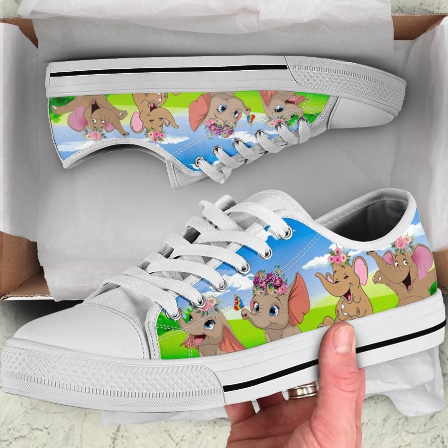 Elephants Cartoon Low Top Shoes