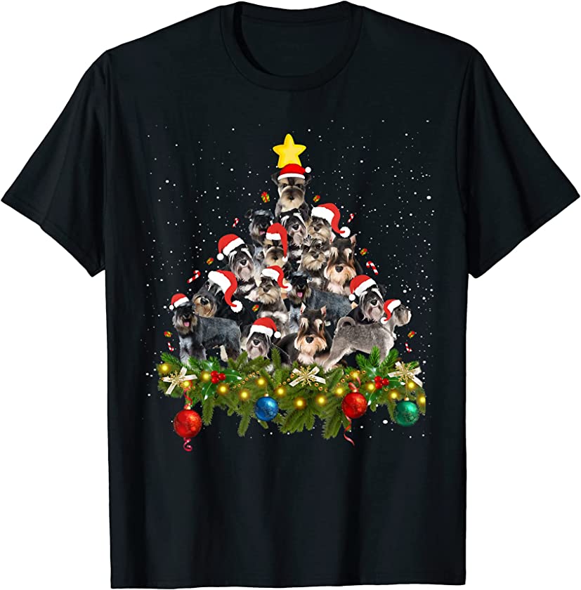 Schnauzer Dogs Tree Christmas Sweater Xmas Pet Animal Dog T-Shirt