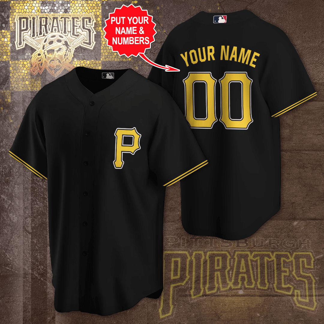 Personalized Pittsburgh Pirates All Over Print 3D Unisex Baseball Jersey – Black/White