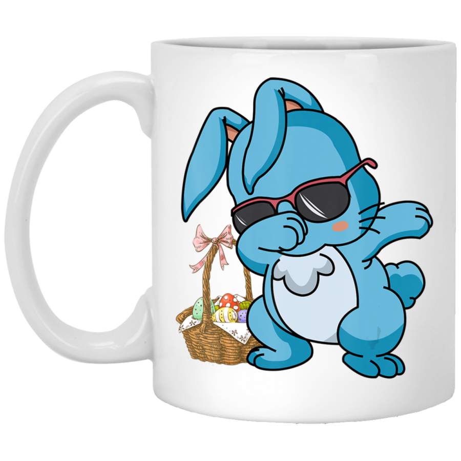 Bunny dabbing funny Easter day gift for Boys Girls Adults 11oz 15oz White Mug Happy Easter Day Funny Colors Eggs Bunny Ears Peeps Cute