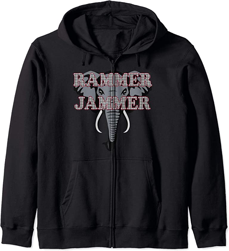 Alabama Rammer Jammer Houndstooth Elephant Tide Football Zip Hoodie