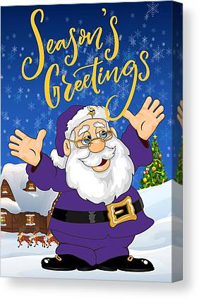 Minnesota Vikings Touchdown Santa Claus Christmas Cards 3 Joe Hamilton Canvas Print