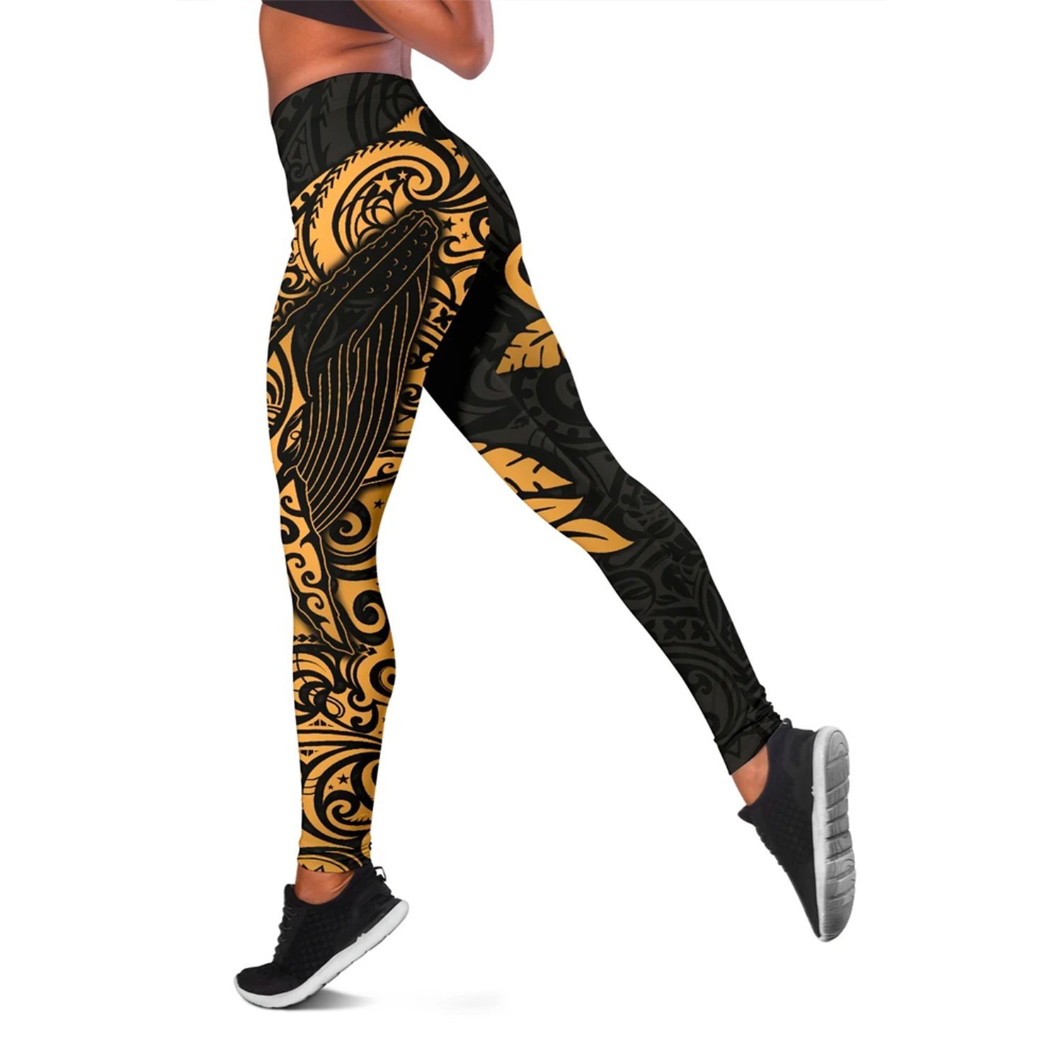 Polynesian Hawaii Leggings – Polynesian Golden Humpback Whale – BN15