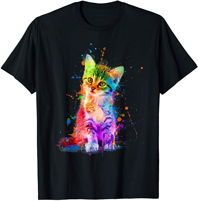 T-Shirt Cat Colorful Creative Design Cats Puppy T-Shirt