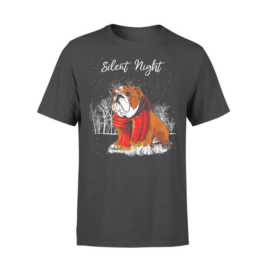 Silent Night Bulldog Christmas Snow T-shirt