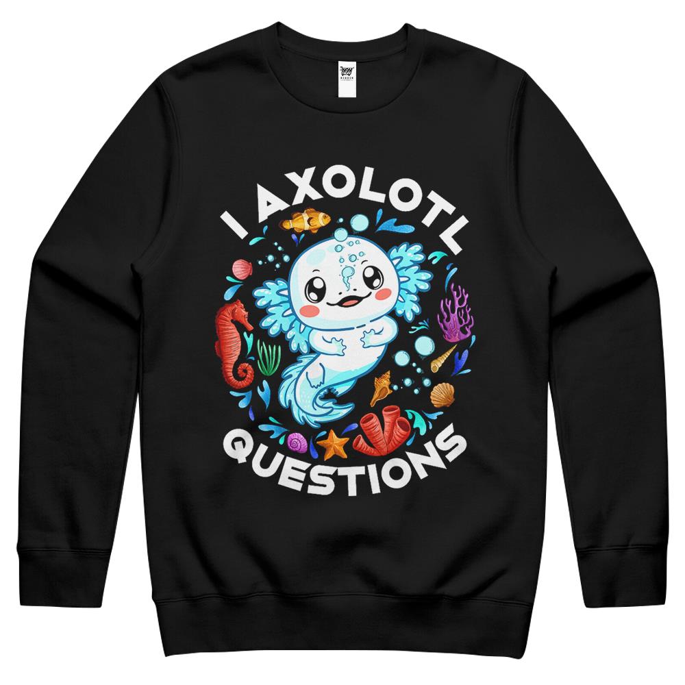 I Axolotl Questions Funny Saying Axolotl Lover Boy Girl Kids Crewneck Sweatshirt