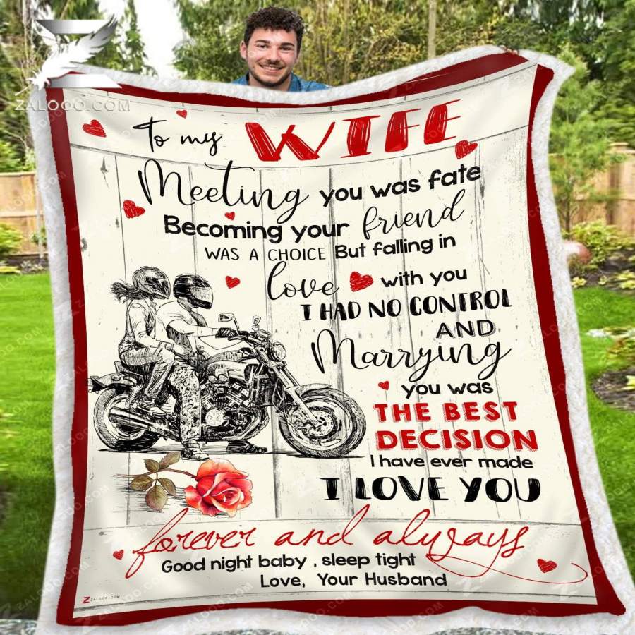 Zalooo – Custom Fleece Blanket – Motorcycle – To my Wife – Meeting you was fate