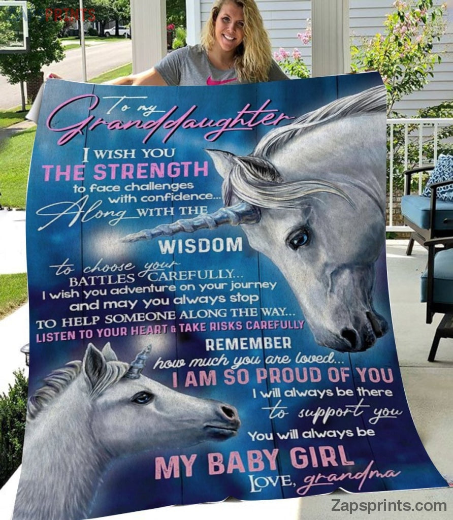 Gift For Granddaughter – To My Granddaughter – Unicorn – I Am So Proud Of You – Grandma Gift To Granddaughter  – Blanket