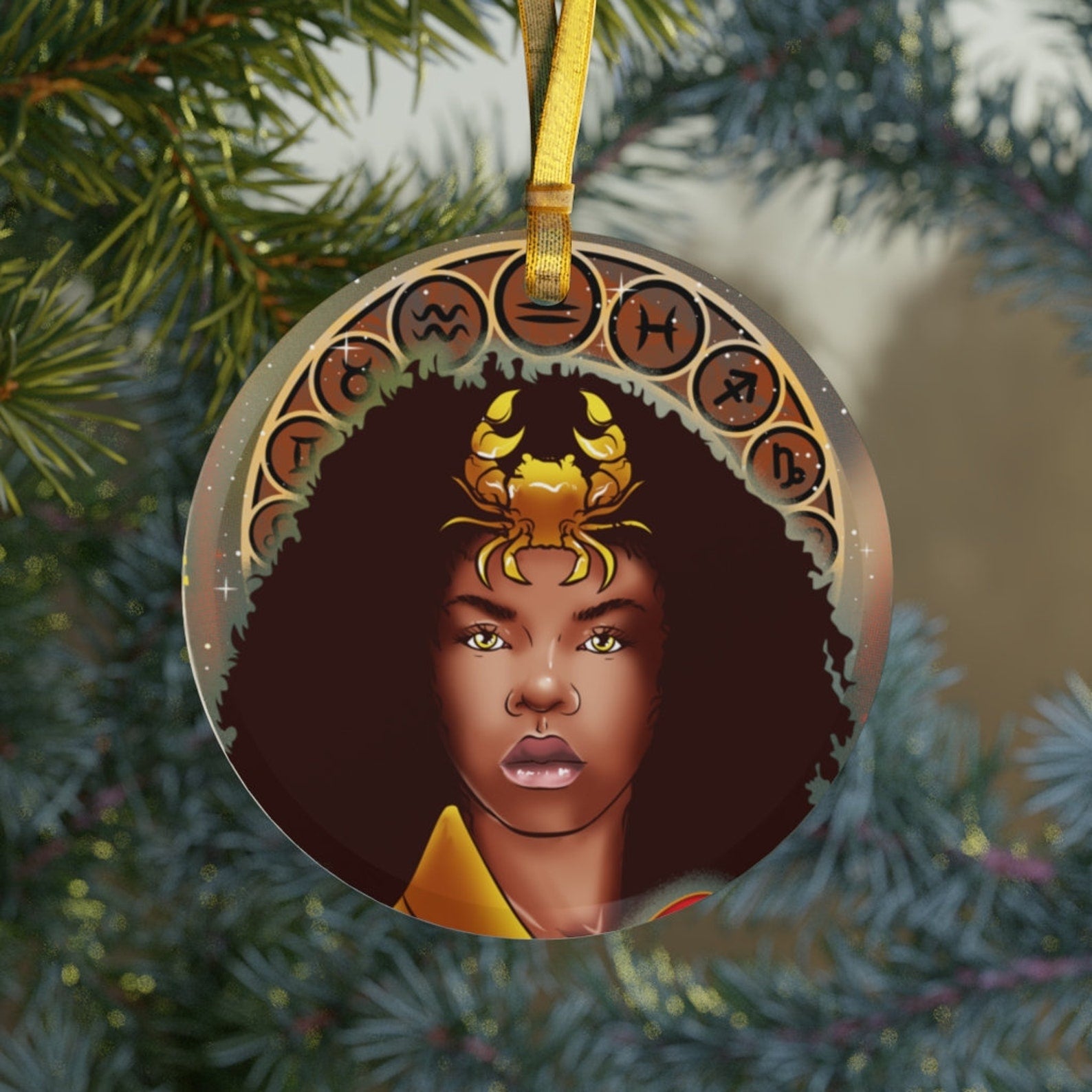 Cancer Cancer Gifts Zodiac Black Girl Magicblack Girl Astrologyblack Queen Christmas Ornament