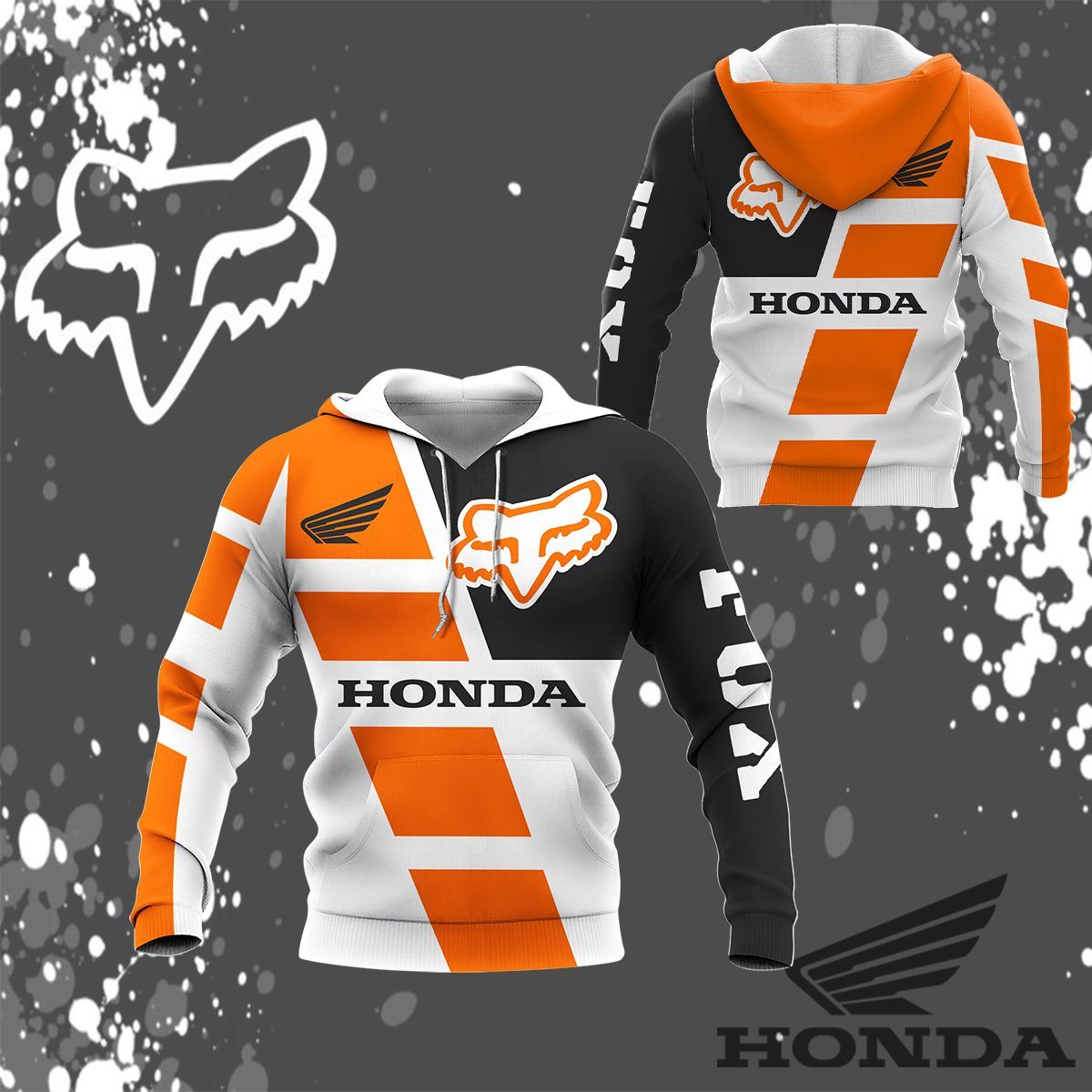 3D All Over Printed Fox Honda NTH- HL Shirts Ver 1 (Orange)